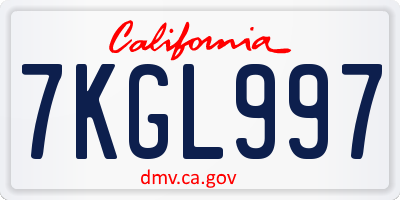 CA license plate 7KGL997
