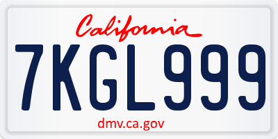 CA license plate 7KGL999