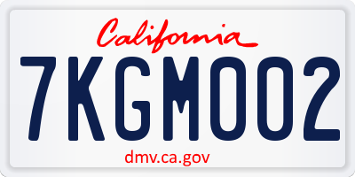 CA license plate 7KGM002