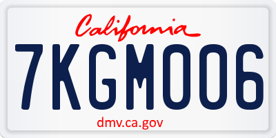 CA license plate 7KGM006