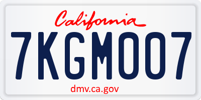 CA license plate 7KGM007