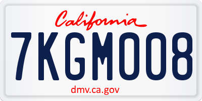 CA license plate 7KGM008