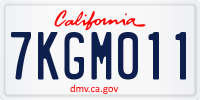 CA license plate 7KGM011