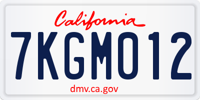 CA license plate 7KGM012