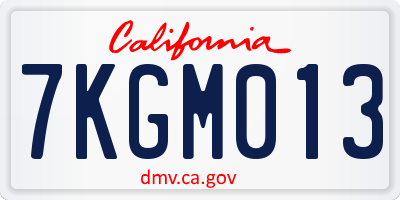 CA license plate 7KGM013