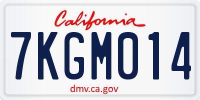 CA license plate 7KGM014