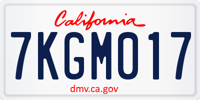 CA license plate 7KGM017