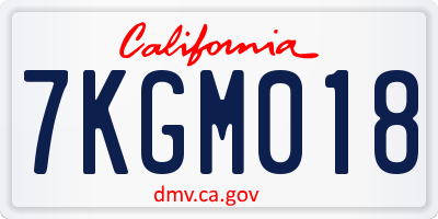 CA license plate 7KGM018