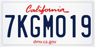 CA license plate 7KGM019