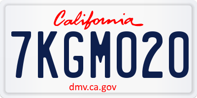 CA license plate 7KGM020