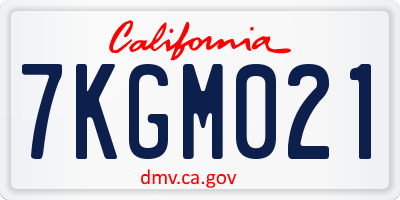 CA license plate 7KGM021