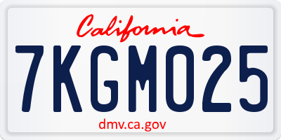 CA license plate 7KGM025