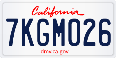 CA license plate 7KGM026