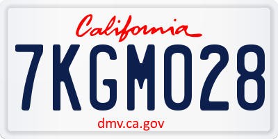 CA license plate 7KGM028