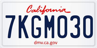 CA license plate 7KGM030