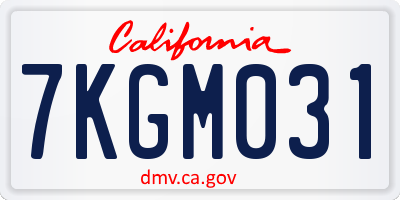 CA license plate 7KGM031