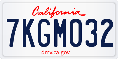CA license plate 7KGM032