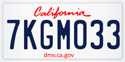 CA license plate 7KGM033