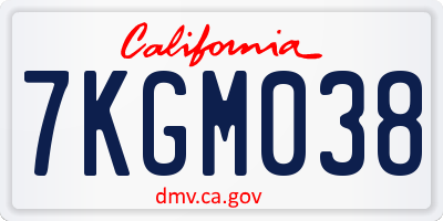 CA license plate 7KGM038