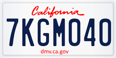CA license plate 7KGM040