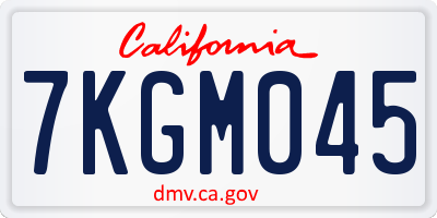 CA license plate 7KGM045