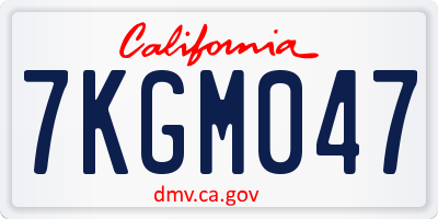 CA license plate 7KGM047