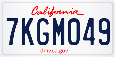 CA license plate 7KGM049