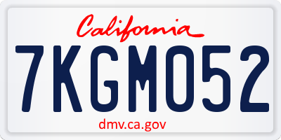 CA license plate 7KGM052