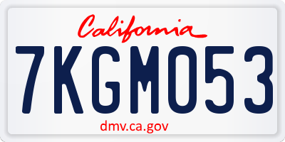 CA license plate 7KGM053