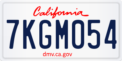 CA license plate 7KGM054