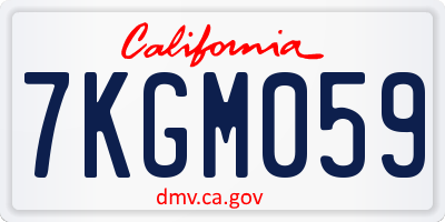 CA license plate 7KGM059
