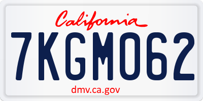 CA license plate 7KGM062