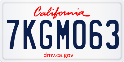 CA license plate 7KGM063