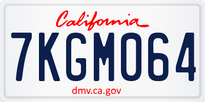 CA license plate 7KGM064