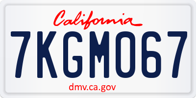 CA license plate 7KGM067