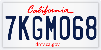 CA license plate 7KGM068