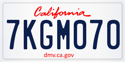 CA license plate 7KGM070