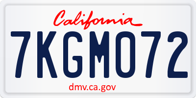 CA license plate 7KGM072