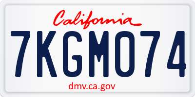 CA license plate 7KGM074