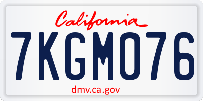 CA license plate 7KGM076