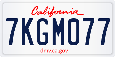 CA license plate 7KGM077