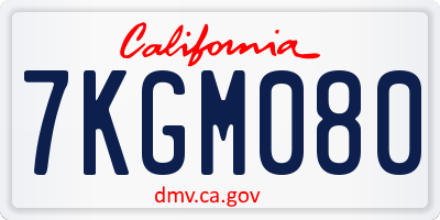 CA license plate 7KGM080
