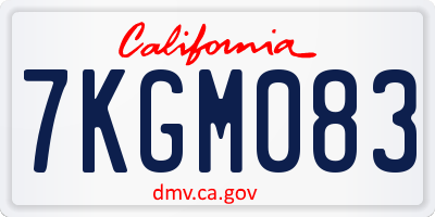CA license plate 7KGM083