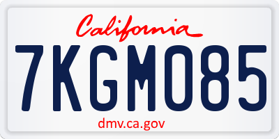 CA license plate 7KGM085