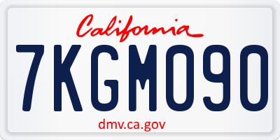 CA license plate 7KGM090
