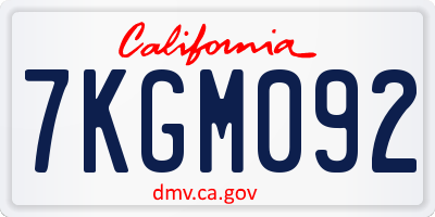 CA license plate 7KGM092