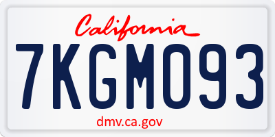 CA license plate 7KGM093