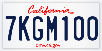 CA license plate 7KGM100