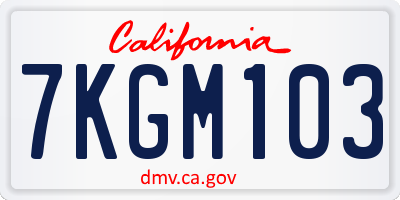 CA license plate 7KGM103
