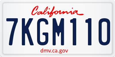 CA license plate 7KGM110